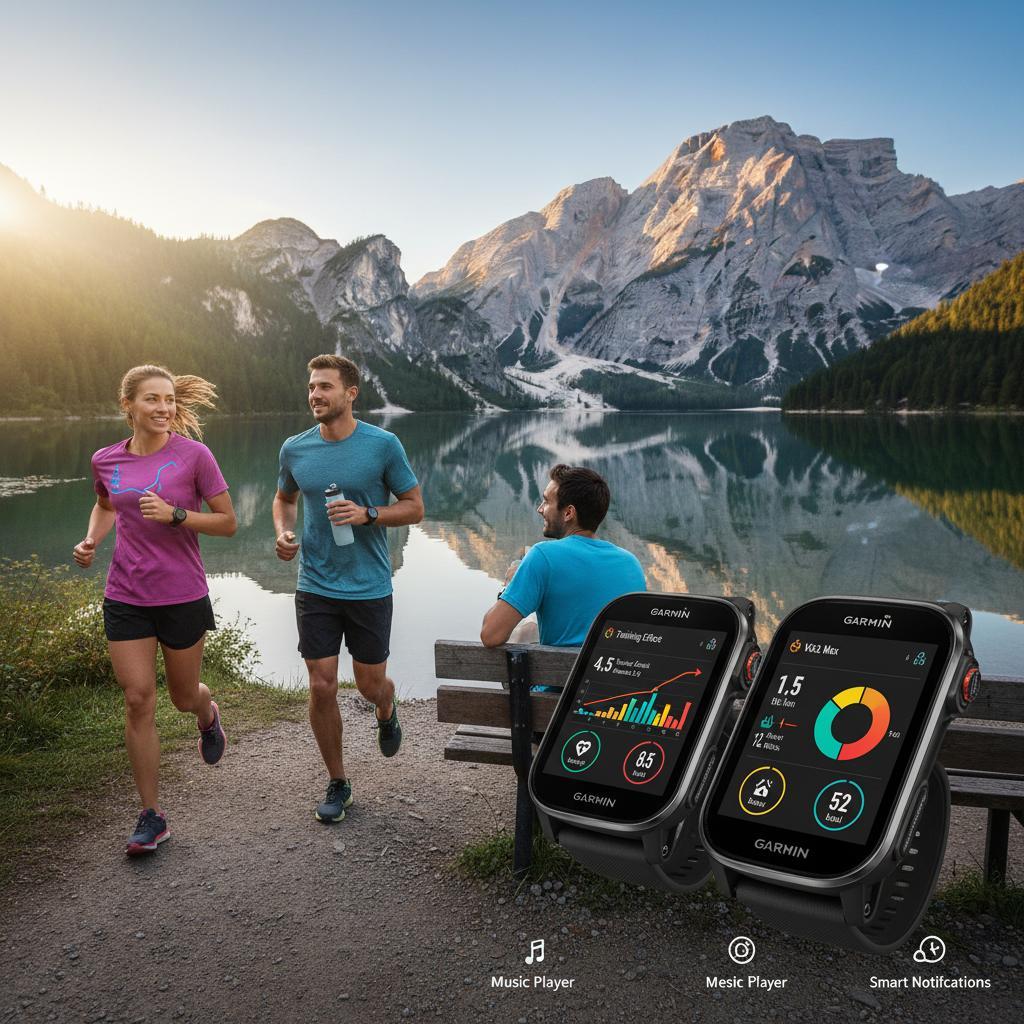 Morgentræning ved sø med Garmin